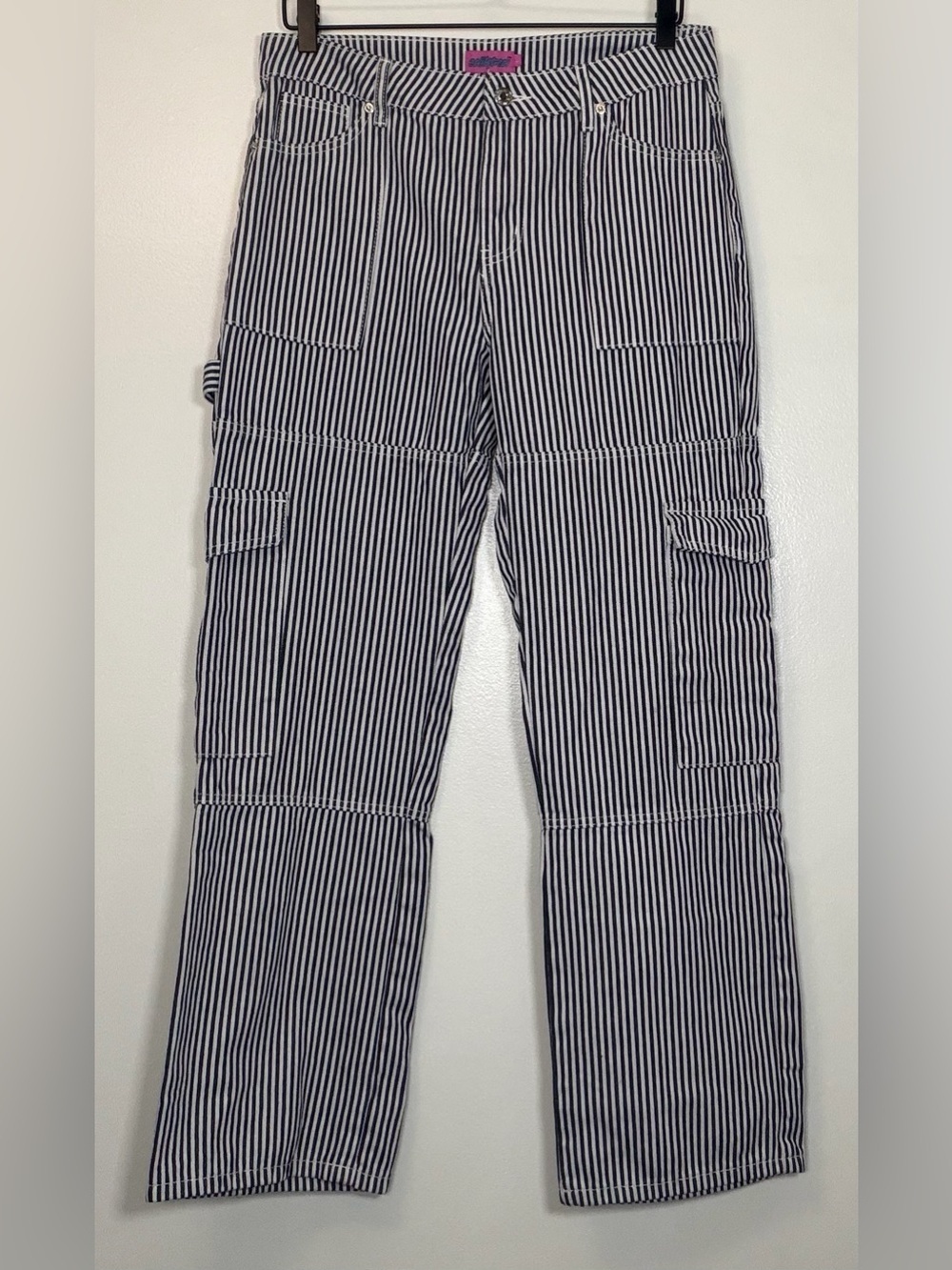Edikted Pink Label Railroad Striped Pants - Black & White
